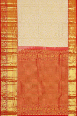 Image of Kanchipattu Off White Brocade Saree