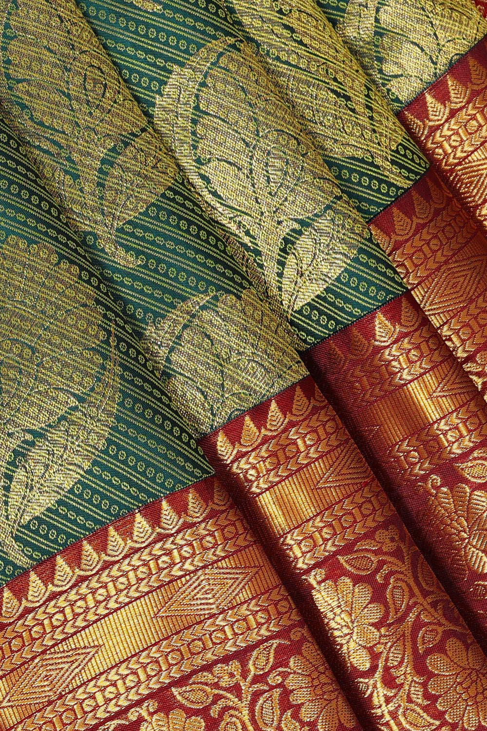 Kanchipattu Bottle Green Brocade Saree