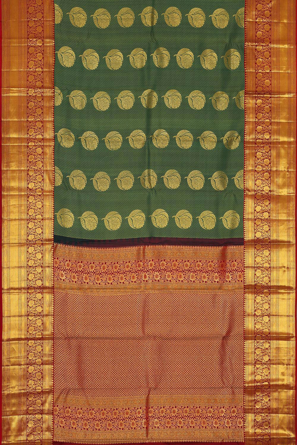 Image of Kanchipattu Bottle Green Brocade Saree