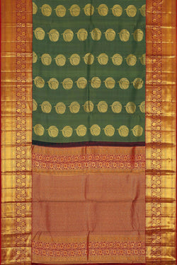 Image of Kanchipattu Bottle Green Brocade Saree