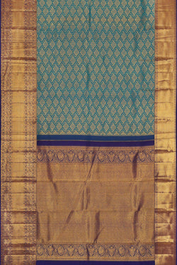 Image of Kanchipattu Teal Blue Brocade Saree