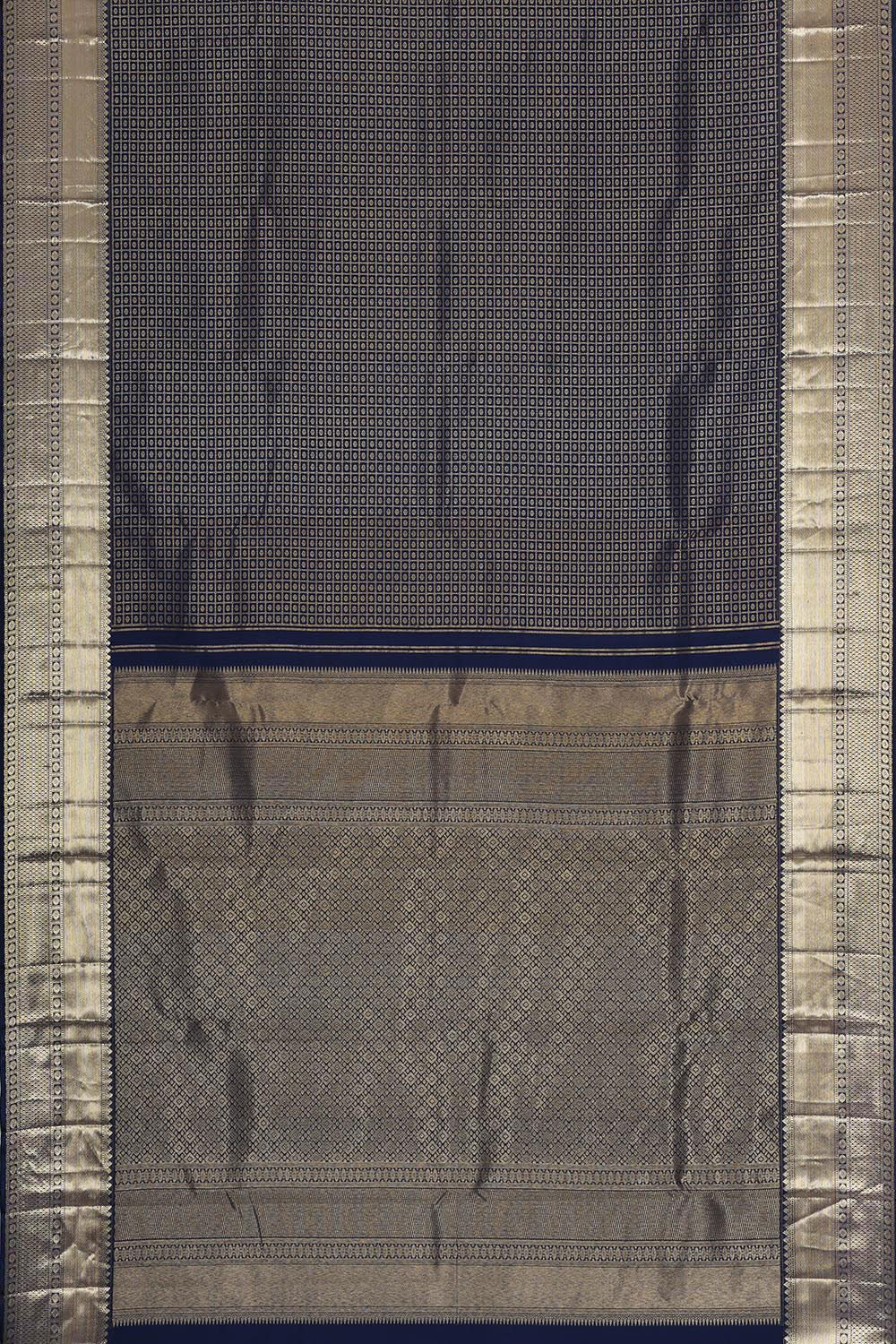 Image of Kanchipattu Navy Blue Brocade Saree