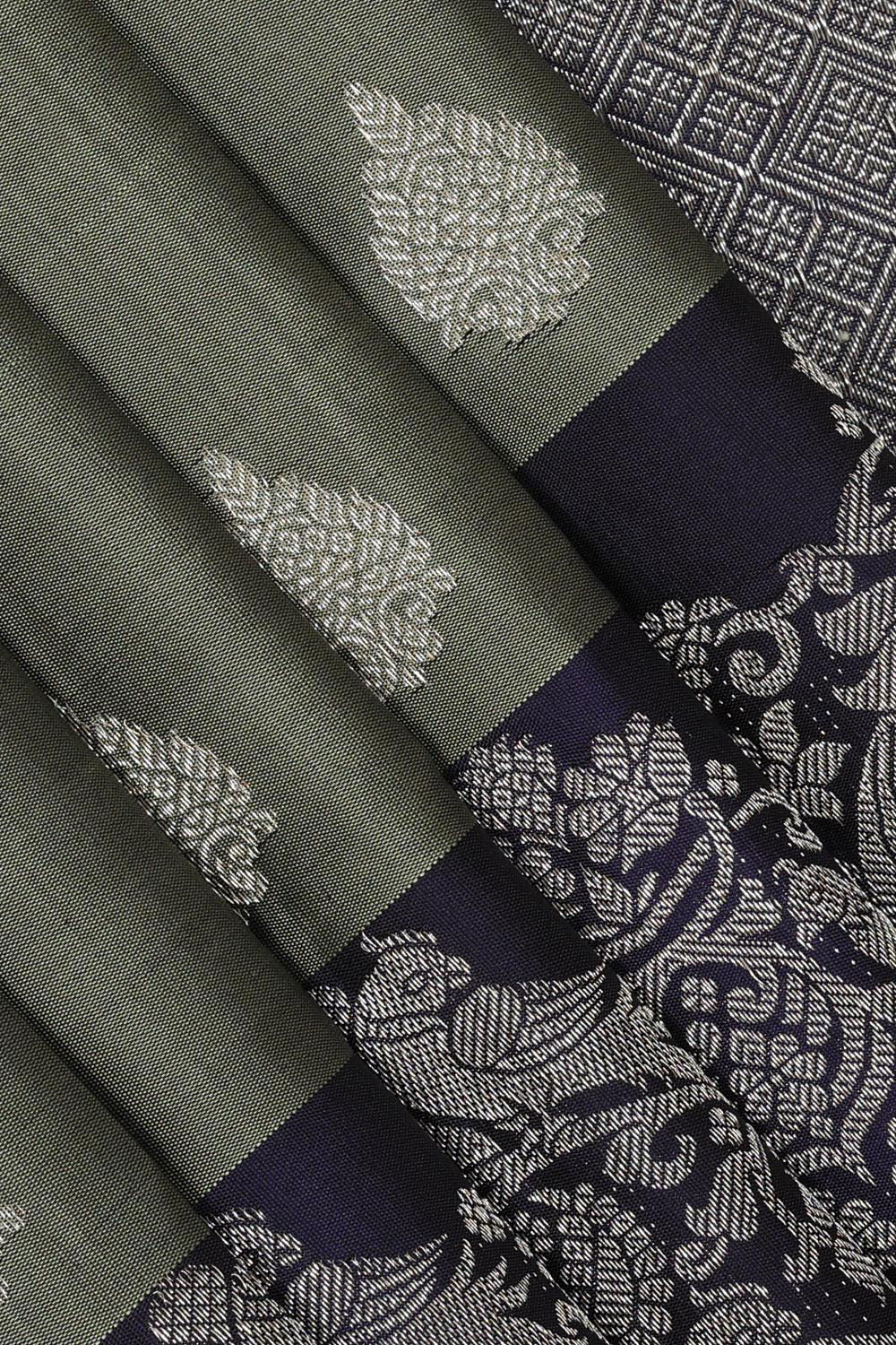 Image of Kanchipattu Greyish Green Brocade Saree