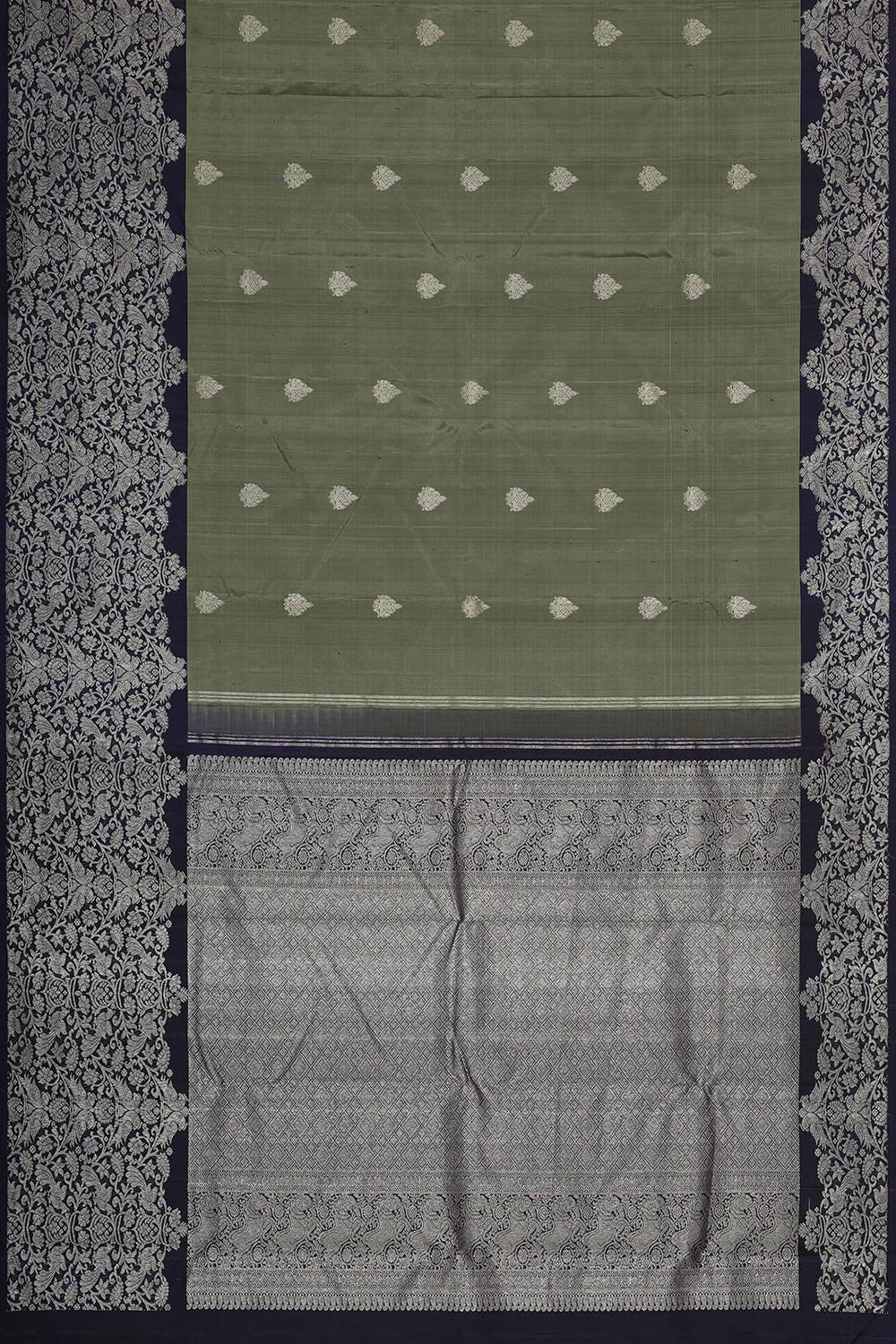 Image of Kanchipattu Greyish Green Brocade Saree