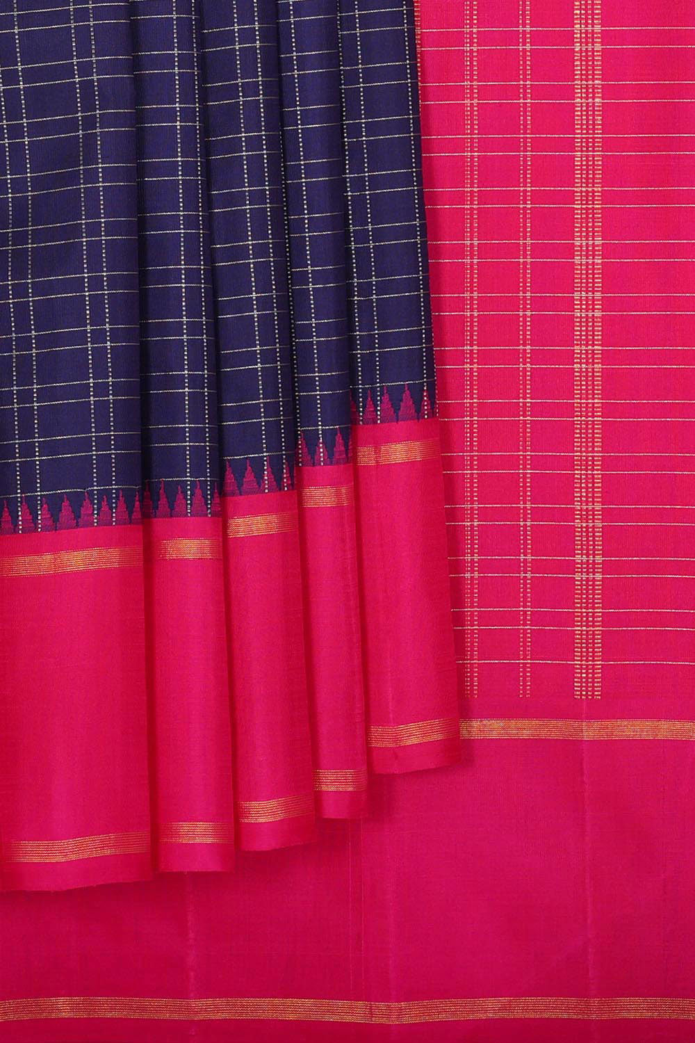 Image of Kanchipattu Violet Blue Brocade Saree