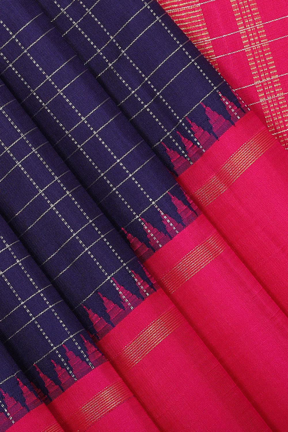 Image of Kanchipattu Violet Blue Brocade Saree