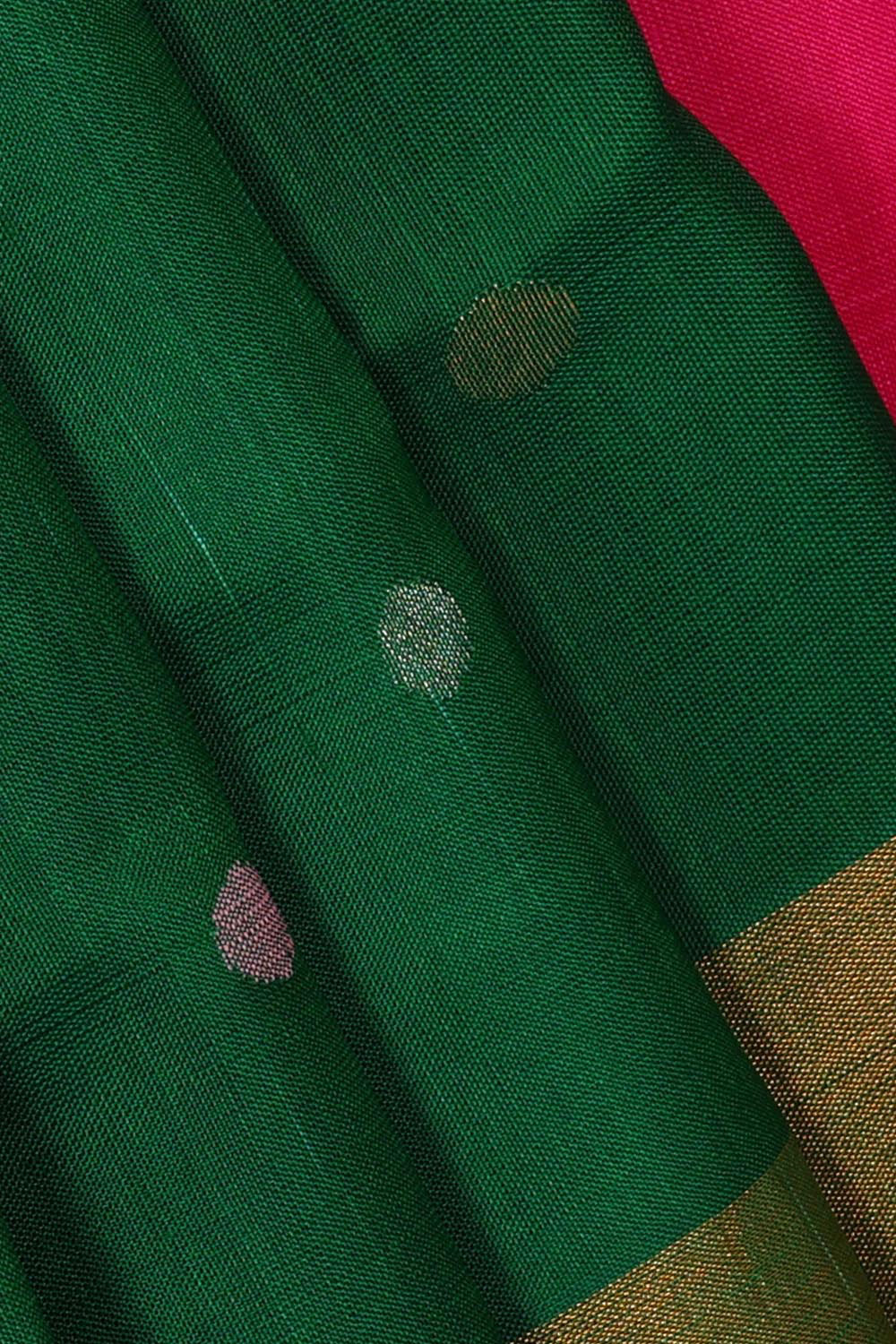 Collection of Uppada Silk Dark Green Saree in a gallery layout