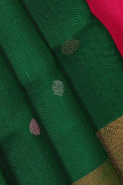 Collection of Uppada Silk Dark Green Saree in a gallery layout