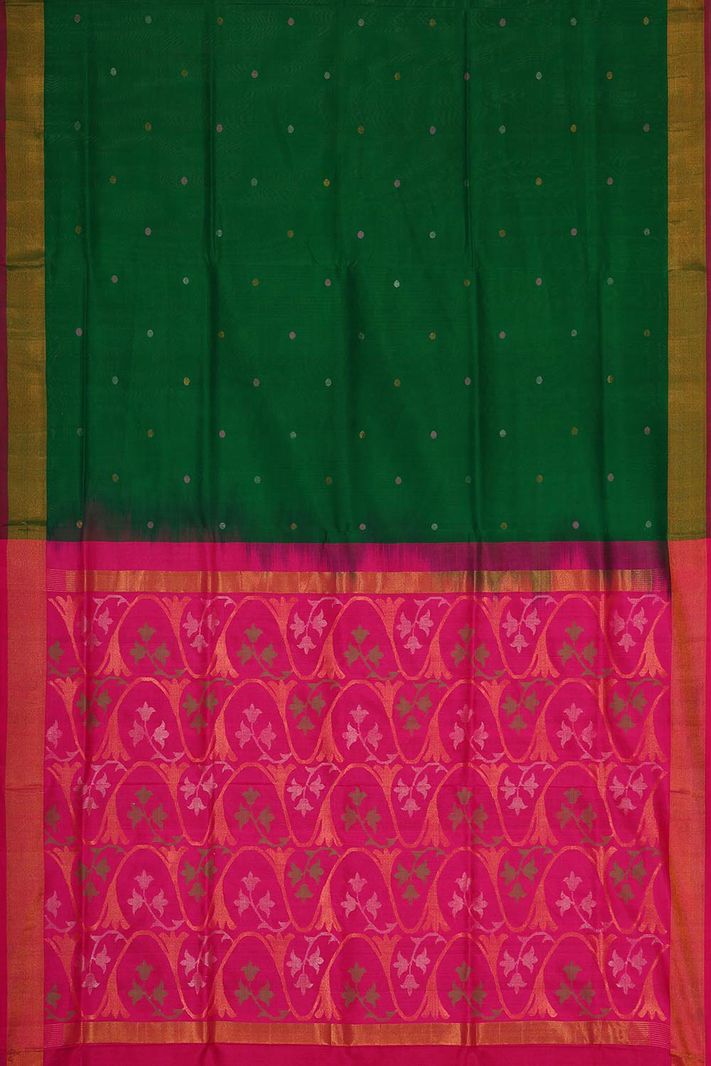 Image of Uppada Silk Dark Green Saree