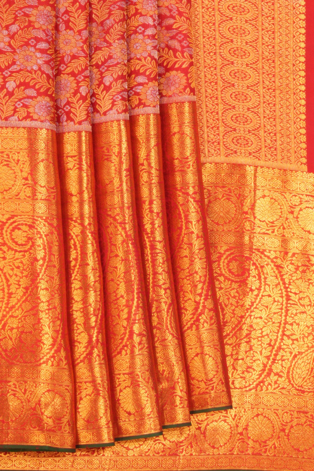 Image of Kanchipattu Brocade Ruby Red Saree