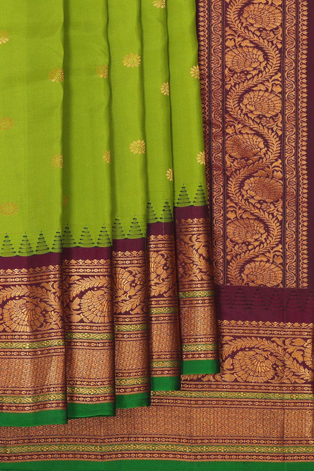 Gadwal Silk Parrot Green Saree