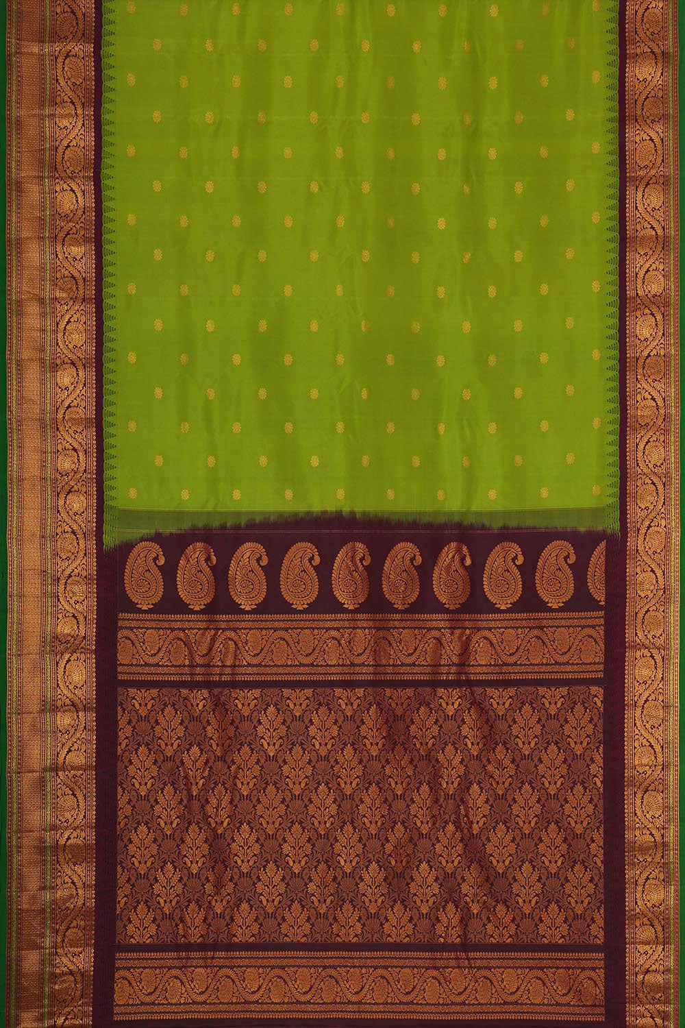 Gadwal Silk Parrot Green Saree