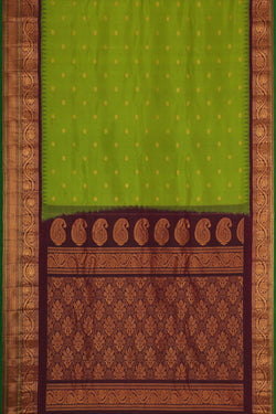 Image of Gadwal Silk Parrot Green Saree