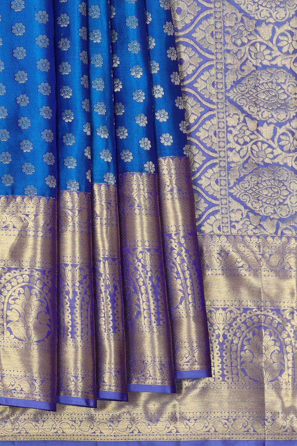 Kanchipattu Royal Blue Brocade Saree