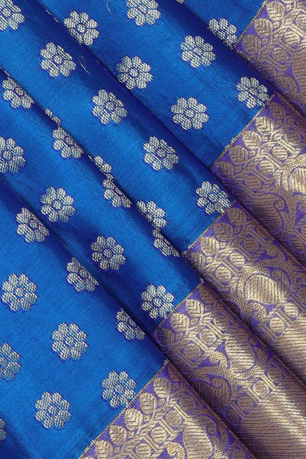 Kanchipattu Royal Blue Brocade Saree