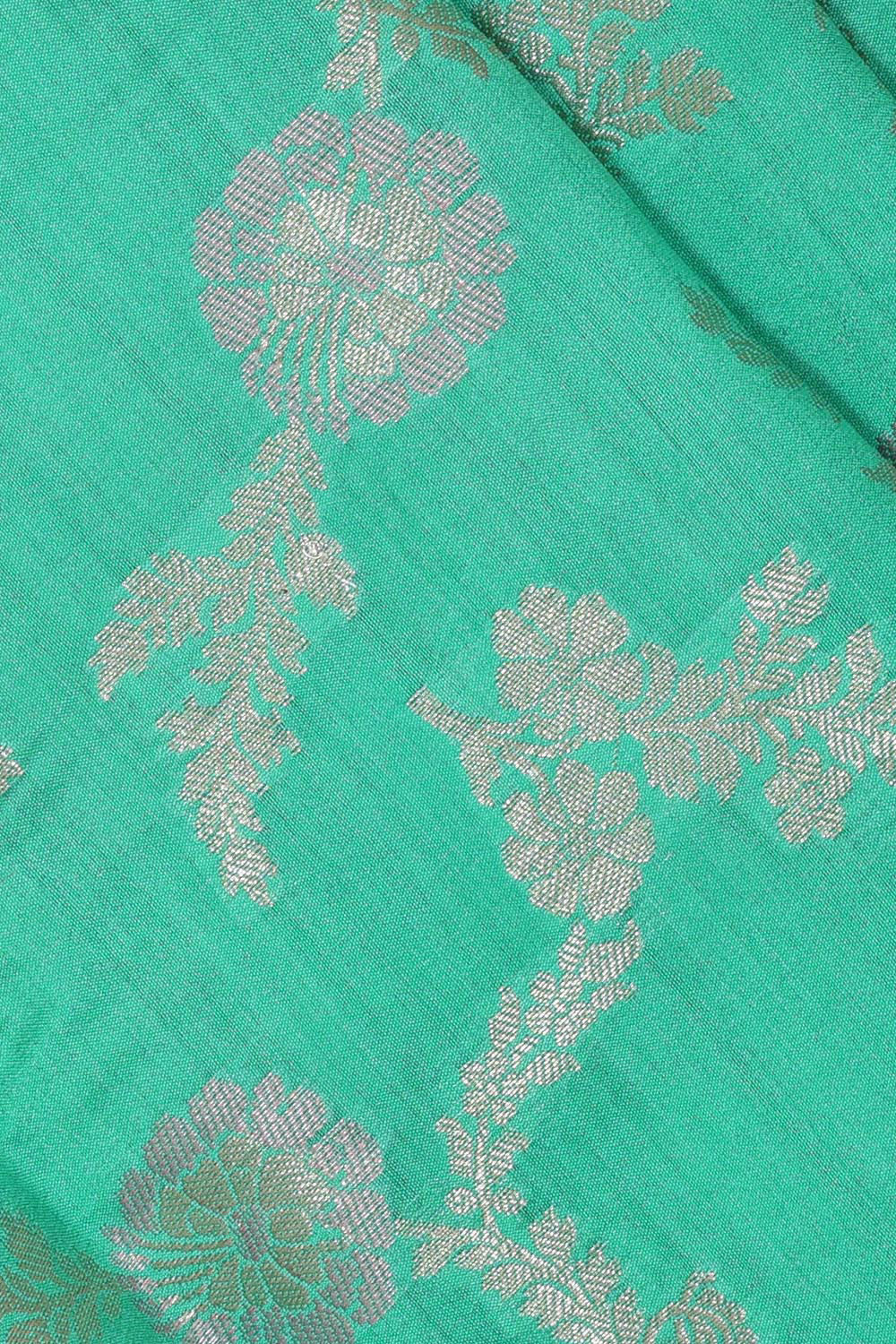 Collection of Banarasi Chiniya Silk Fresh Green Saree in a gallery layout