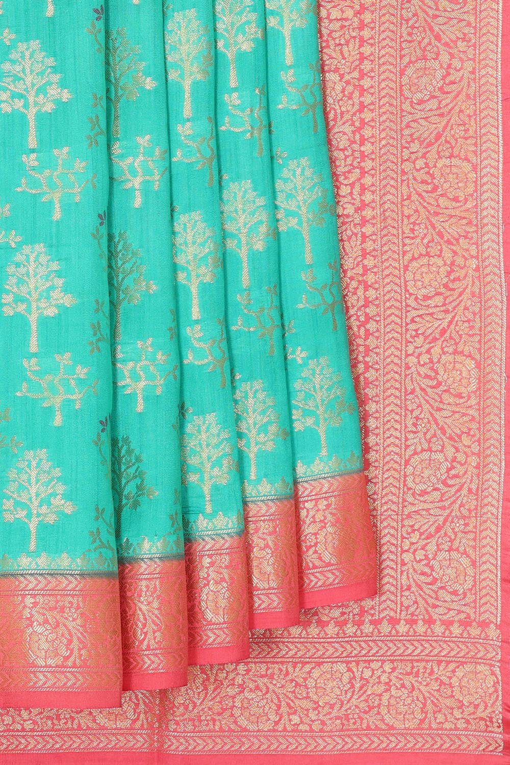 Collection of Banarasi Chiniya Silk Light Sea Green Saree in a gallery layout