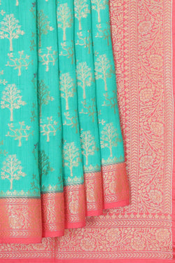 Collection of Banarasi Chiniya Silk Light Sea Green Saree in a gallery layout