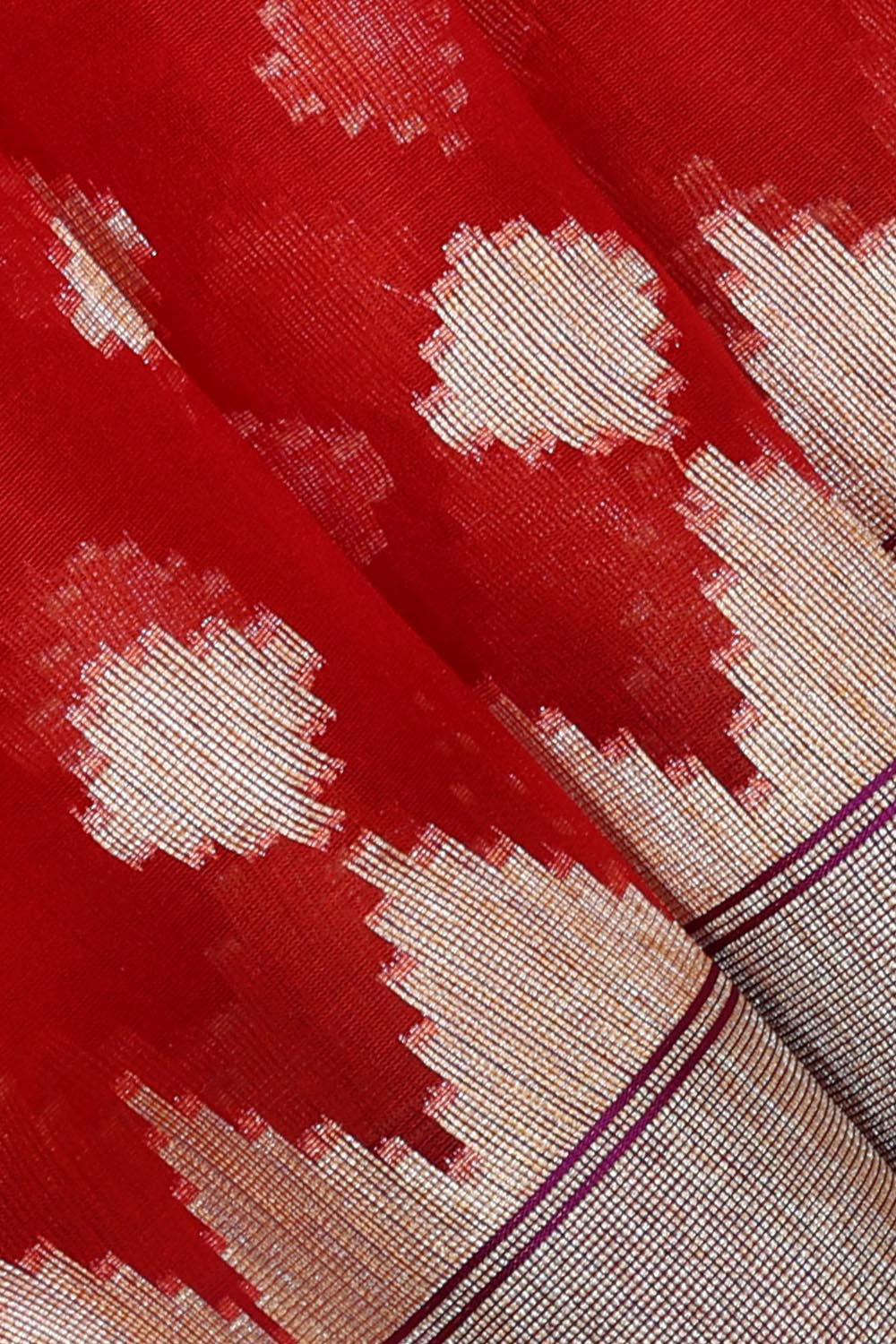 Collection of Banarasi Kora Silk Red Saree in a gallery layout