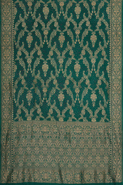 Collection of Banarasi Bandhani Brocade Teal Green Saree in a gallery layout