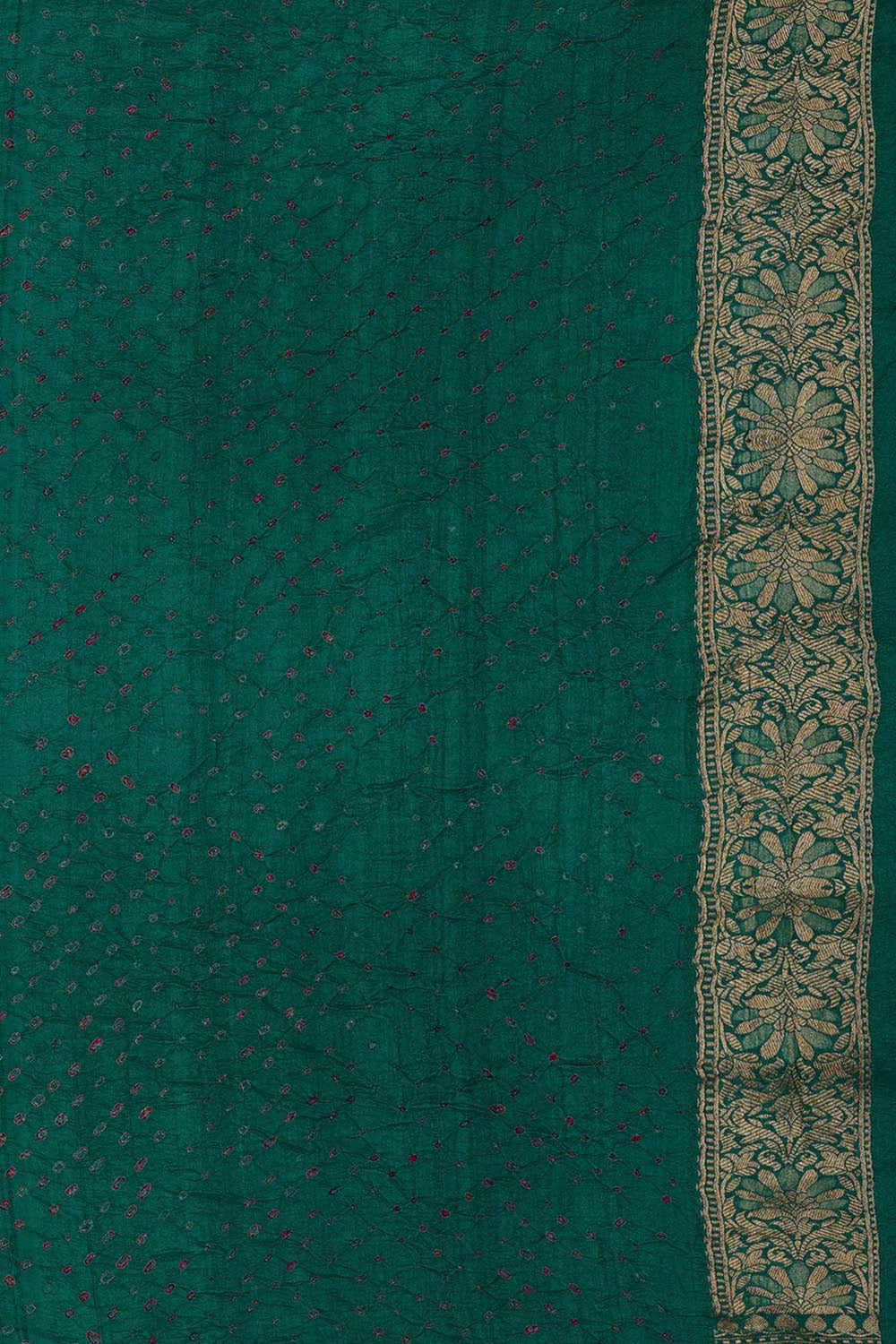 Collection of Banarasi Bandhani Brocade Teal Green Saree in a gallery layout