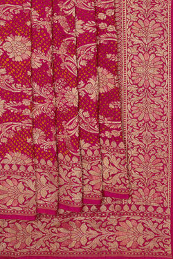 Collection of Banarasi Bandhani Brocade Pink Saree in a gallery layout