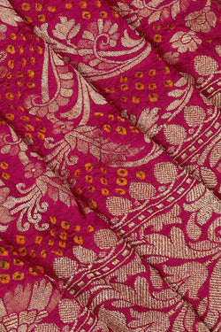 Collection of Banarasi Bandhani Brocade Pink Saree in a gallery layout