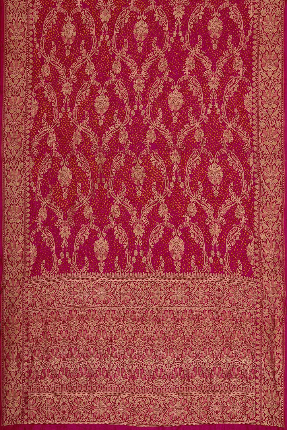 Collection of Banarasi Bandhani Brocade Pink Saree in a gallery layout