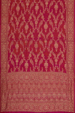 Collection of Banarasi Bandhani Brocade Pink Saree in a gallery layout