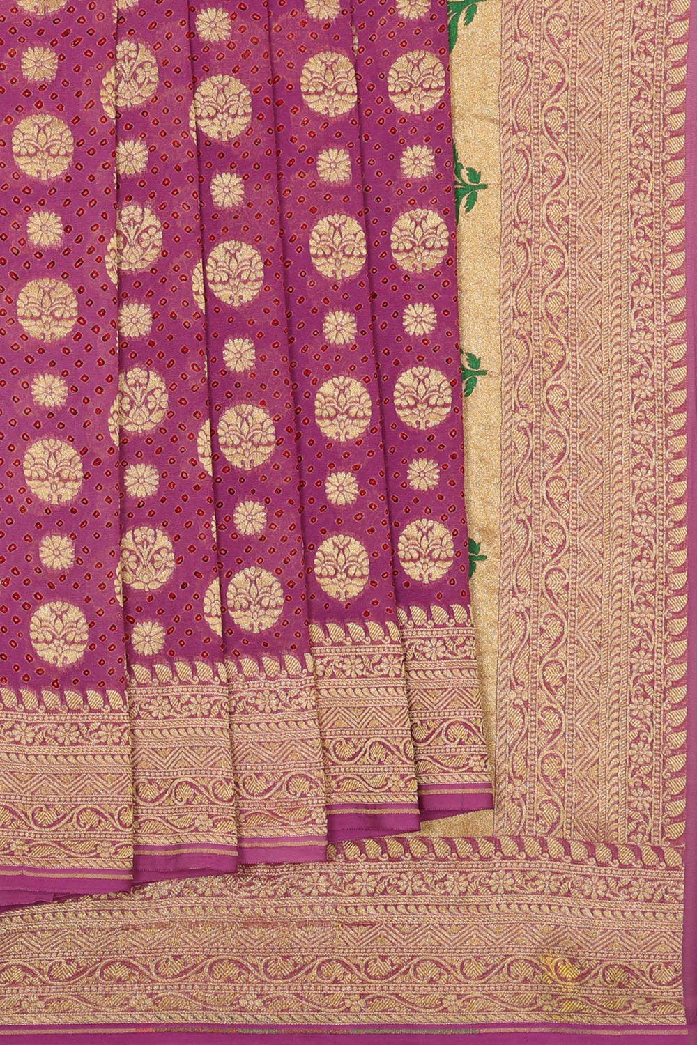 Banarasi Bandhani Brocade Pink Saree