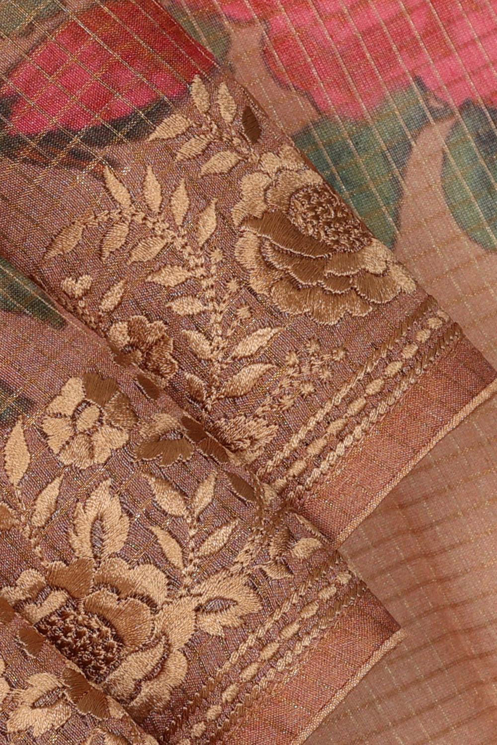 Organza Light Brown Saree