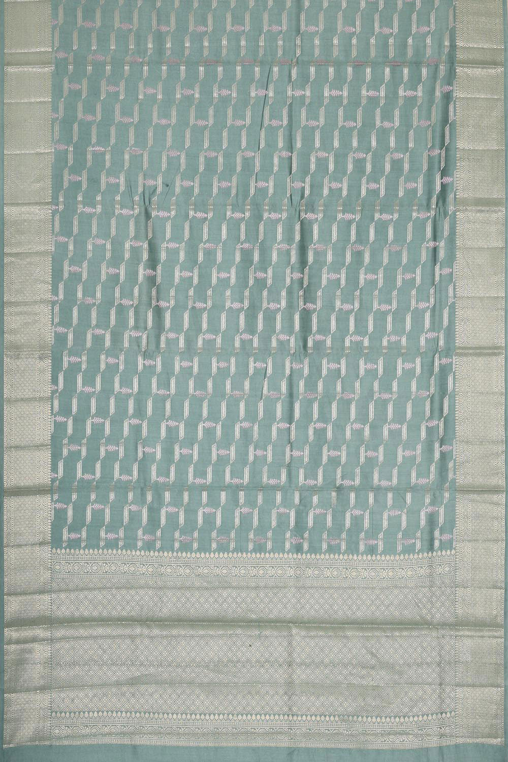 Collection of Banarasi Chiniya Silk Bluish Grey Saree in a gallery layout