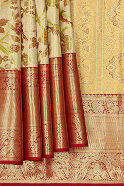 Image of Kanchipattu Light Lemon Colour Tissue Brocade Saree