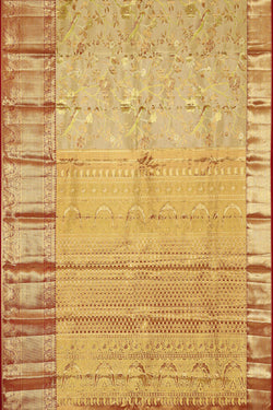 Image of Kanchipattu Light Lemon Colour Tissue Brocade Saree