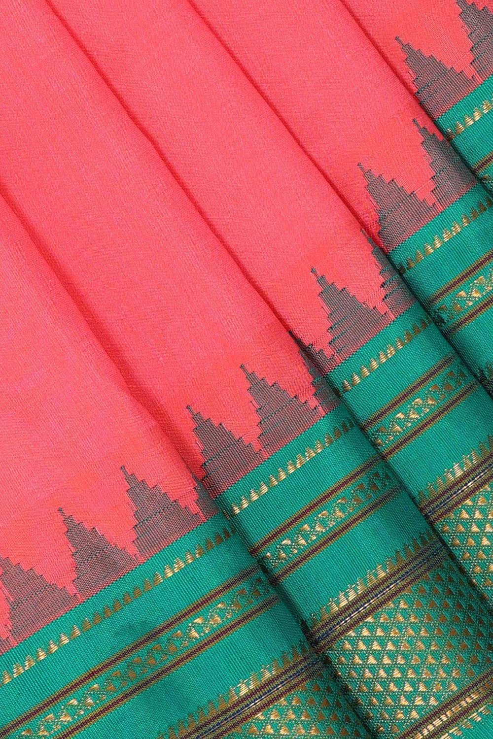 Narayanpet Silk Peach Pink Saree