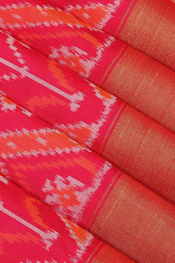 Collection of Pochampally Silk Ikat Pink Saree in a gallery layout