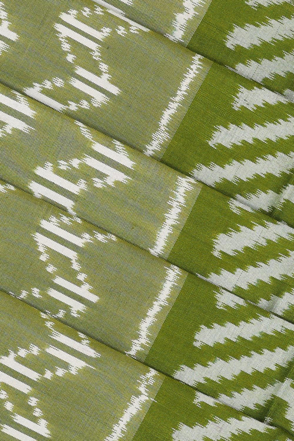 Collection of Pochampally Silk Ikat Green Saree in a gallery layout