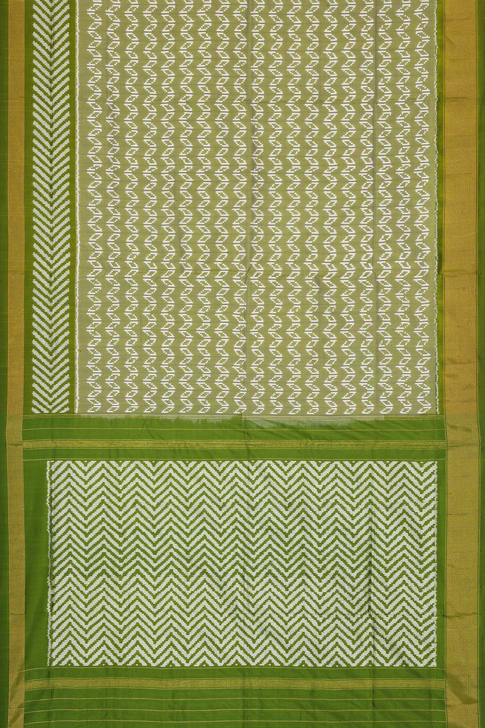 Collection of Pochampally Silk Ikat Green Saree in a gallery layout