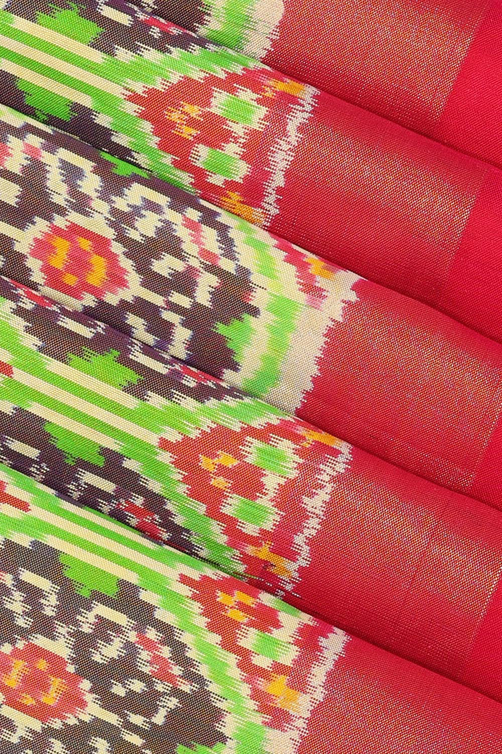 Image of Pochampally Silk Ikat Green Saree