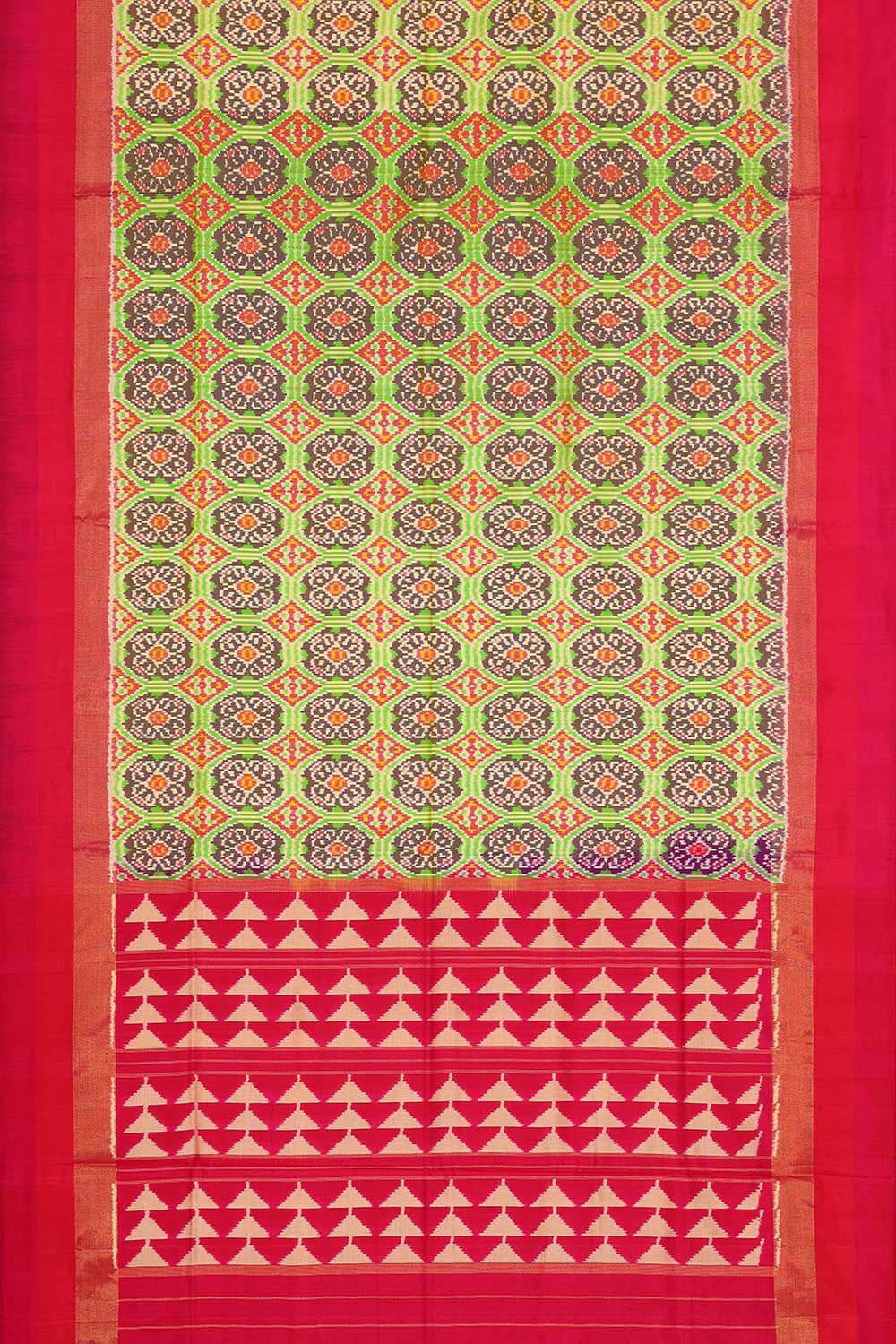 Image of Pochampally Silk Ikat Green Saree