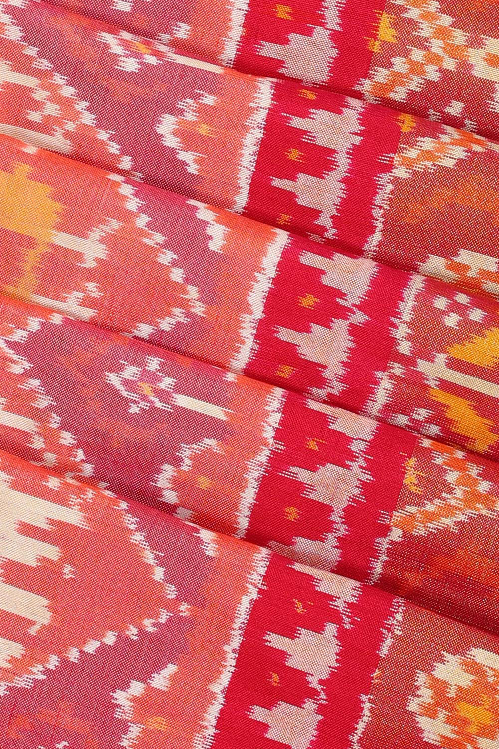 Collection of Pochampally Silk Ikat Pink Saree in a gallery layout