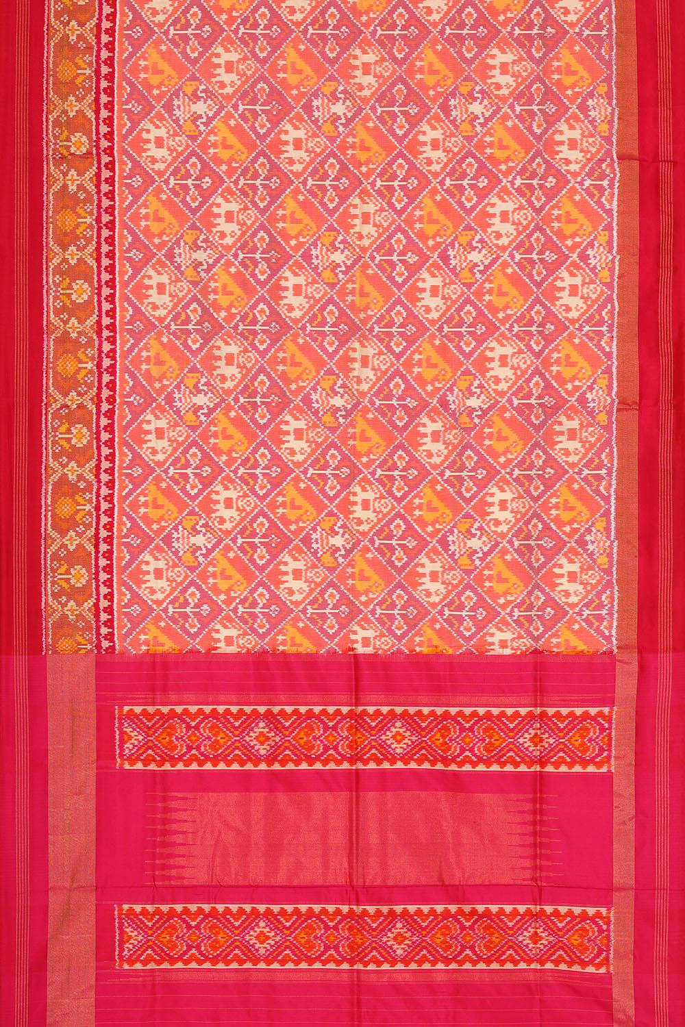 Collection of Pochampally Silk Ikat Pink Saree in a gallery layout