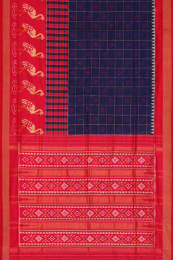 Collection of Pochampally Silk Ikat Navy Blue Saree in a gallery layout