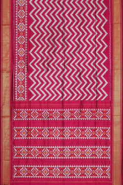 Collection of Pochampally Silk Ikat Plum-Pink Saree in a gallery layout