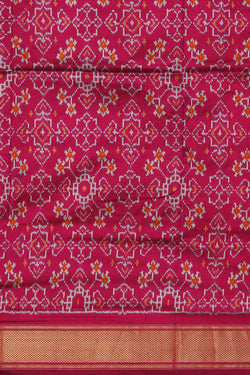 Collection of Pochampally Silk Ikat Plum-Pink Saree in a gallery layout