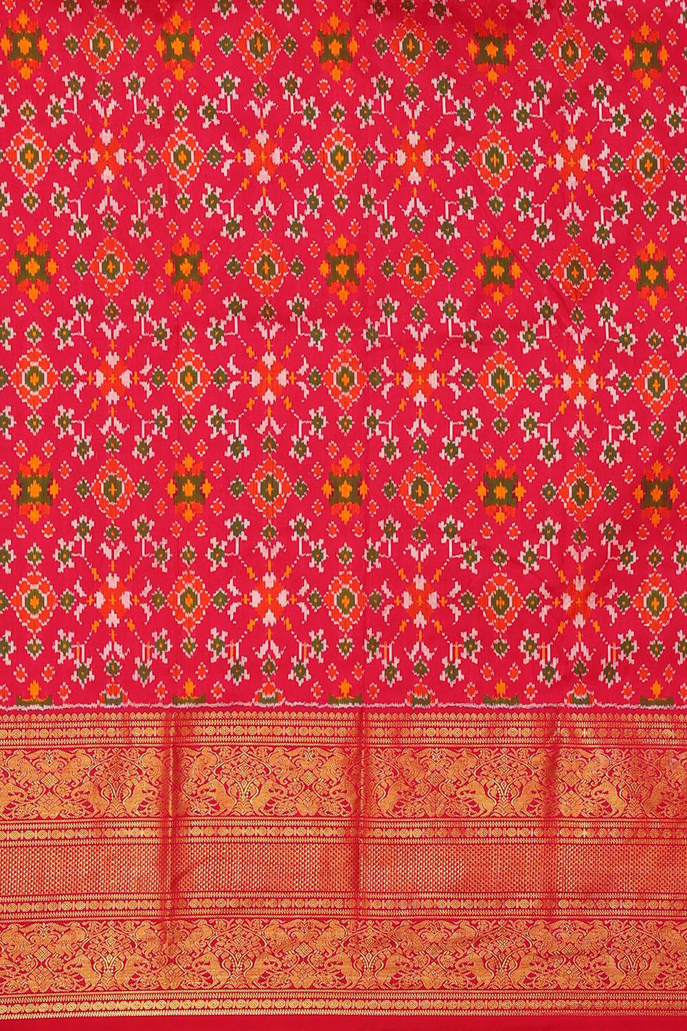 Image of Pochampally Silk Ikat Green Saree