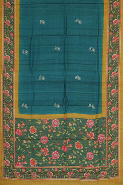 Image of Peacock Blue Tussar Silk Saree