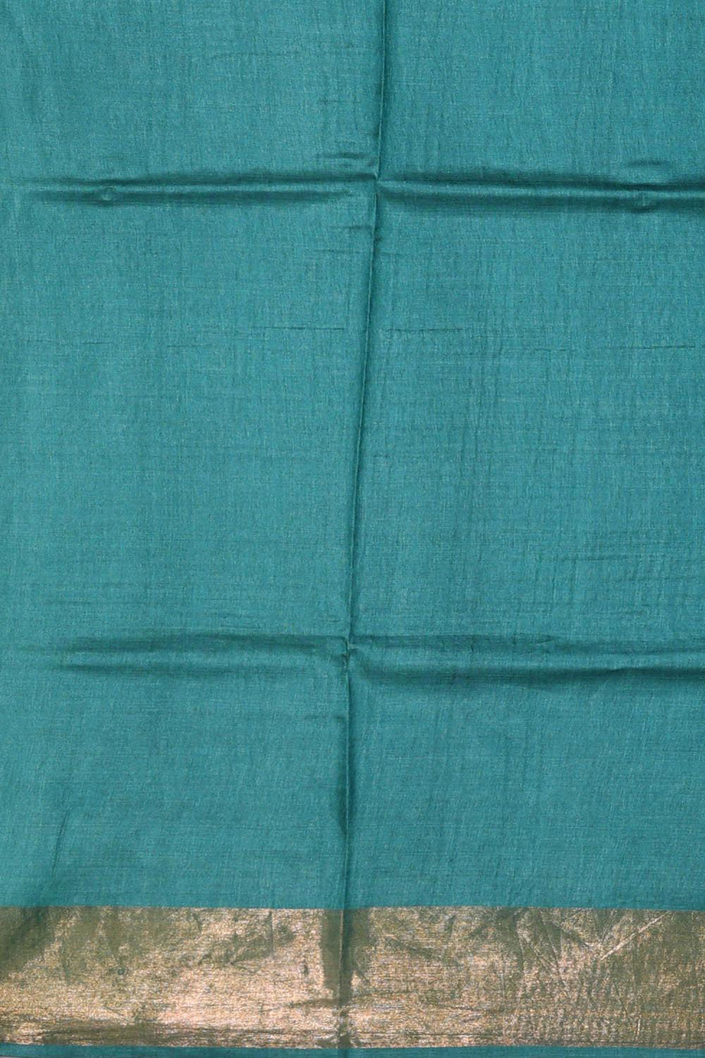 Turquoise Pista Green Tussar Silk Saree