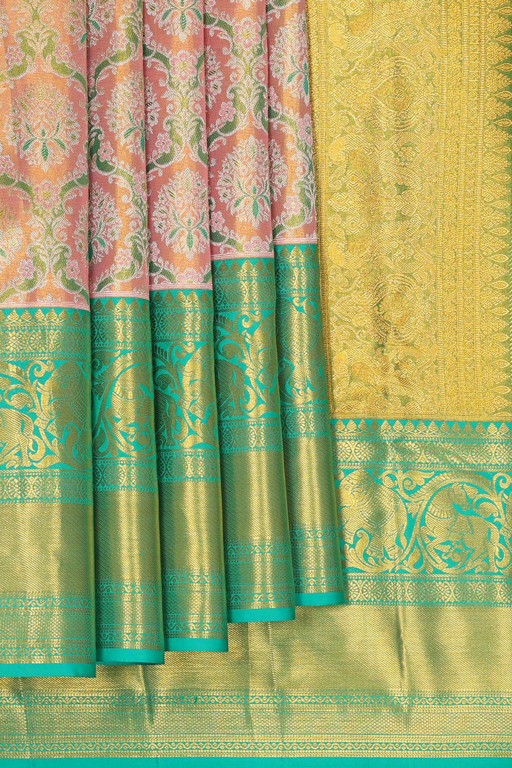 Kanchipattu Brocade Peach Pink Saree