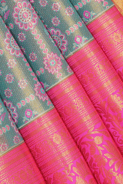 Image of Kanchipattu Brocade Sea Blue Saree